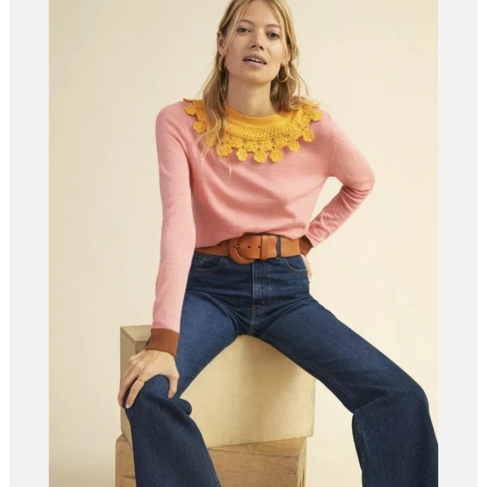 Anthropologie Stella Pardo Embroidered Lace Sweater NWT Size XS